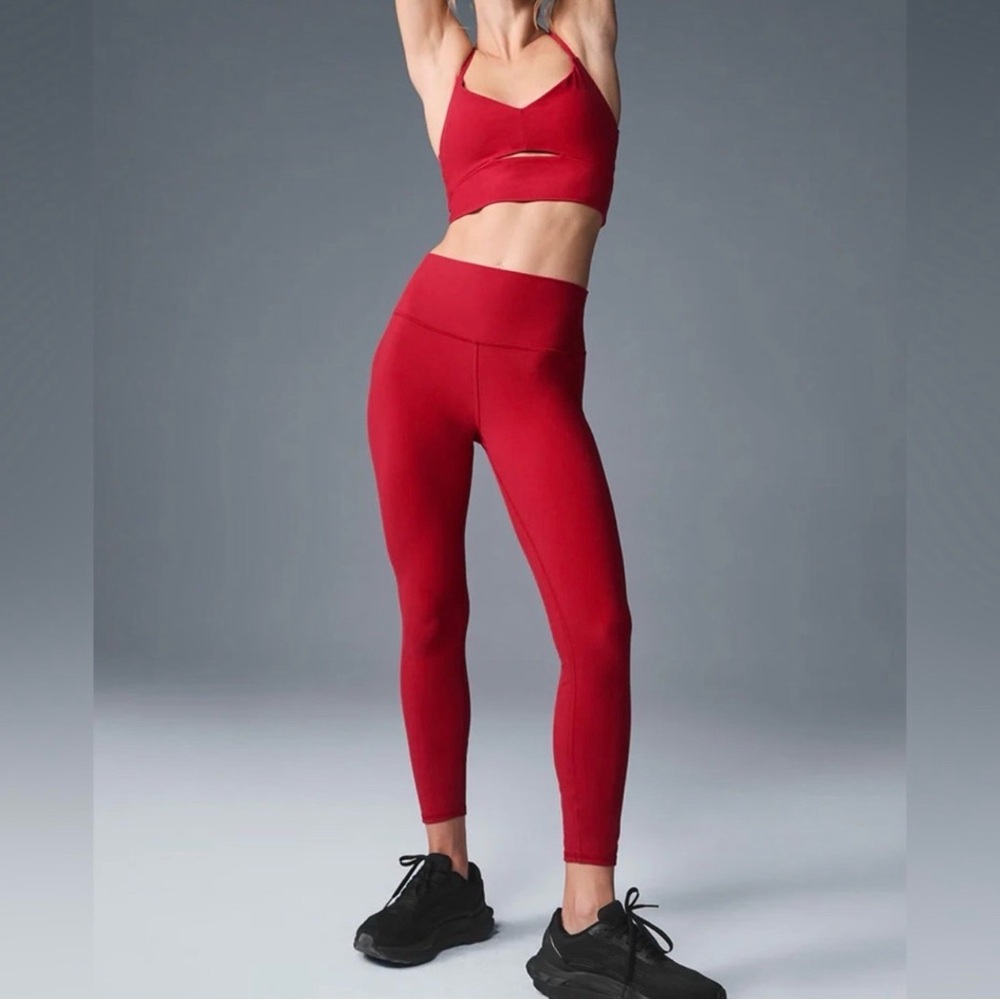 Alo Yoga Alosoft High-Waist 7/8 Highlight Legging Bold Red RARE Size Small